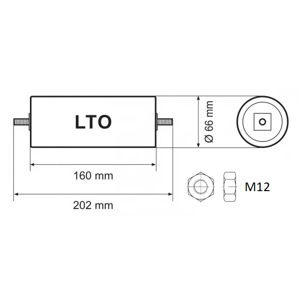 YinLong 45Ah Lithium Titanate (LTO) Cylindrical Cell Size